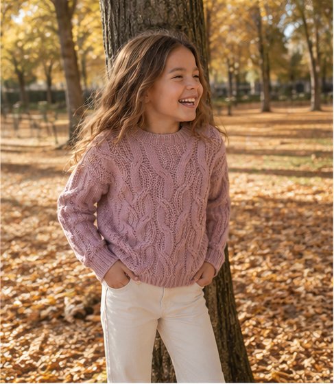 Mayorista Grasstar - JERSEY DE PUNTO TRENZADO PARA NIÑA Mayorista Grasstar - JERSEY DE PUNTO TRENZADO PARA NIÑA