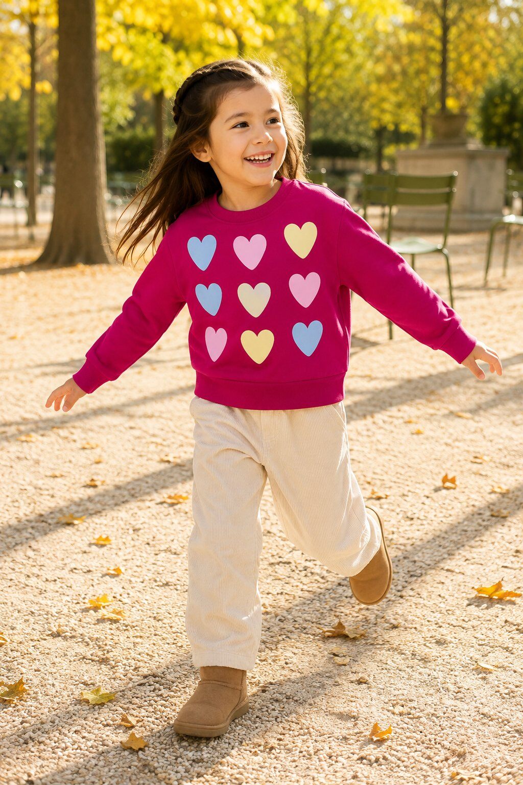 Mayorista Grasstar - Sudadera para niña con estampado de corazones multicolores