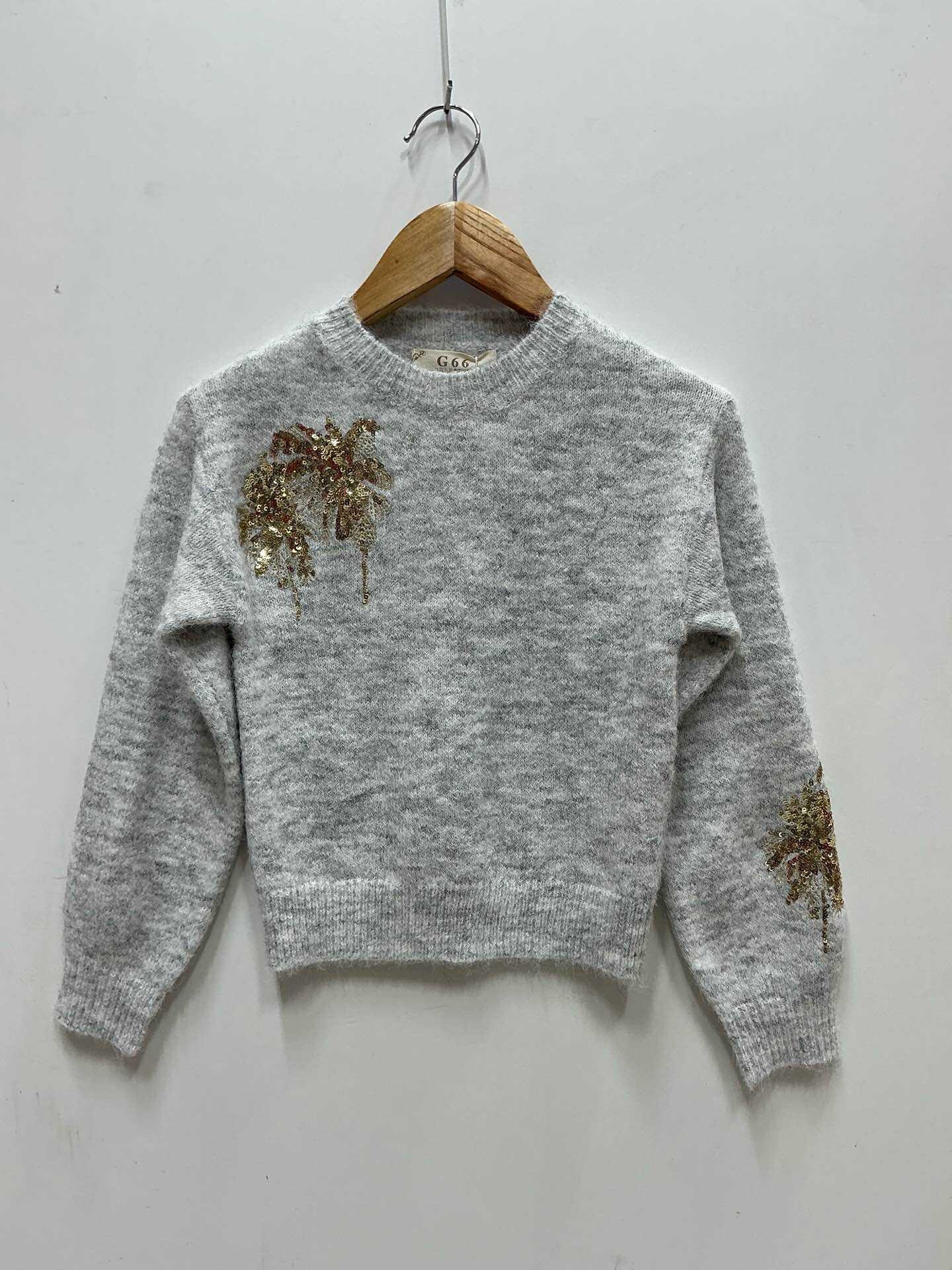 Wholesaler Grasstar - PALM LEAF RHINESTONE SWEATER