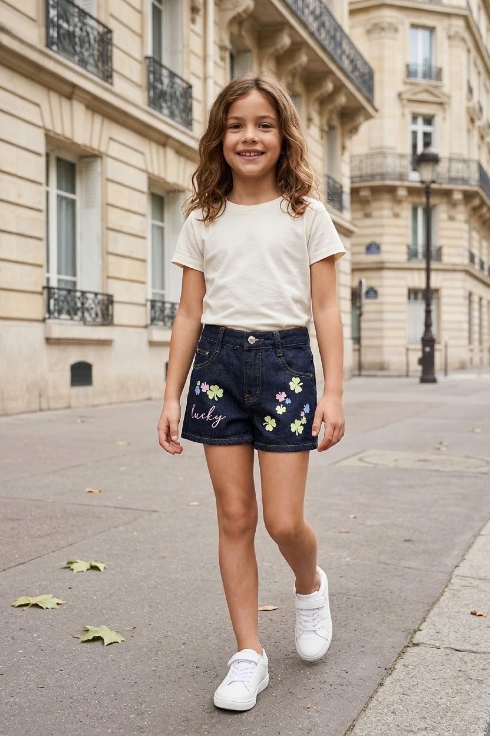 Grossiste Grasstar - Short en denim à motifs floraux