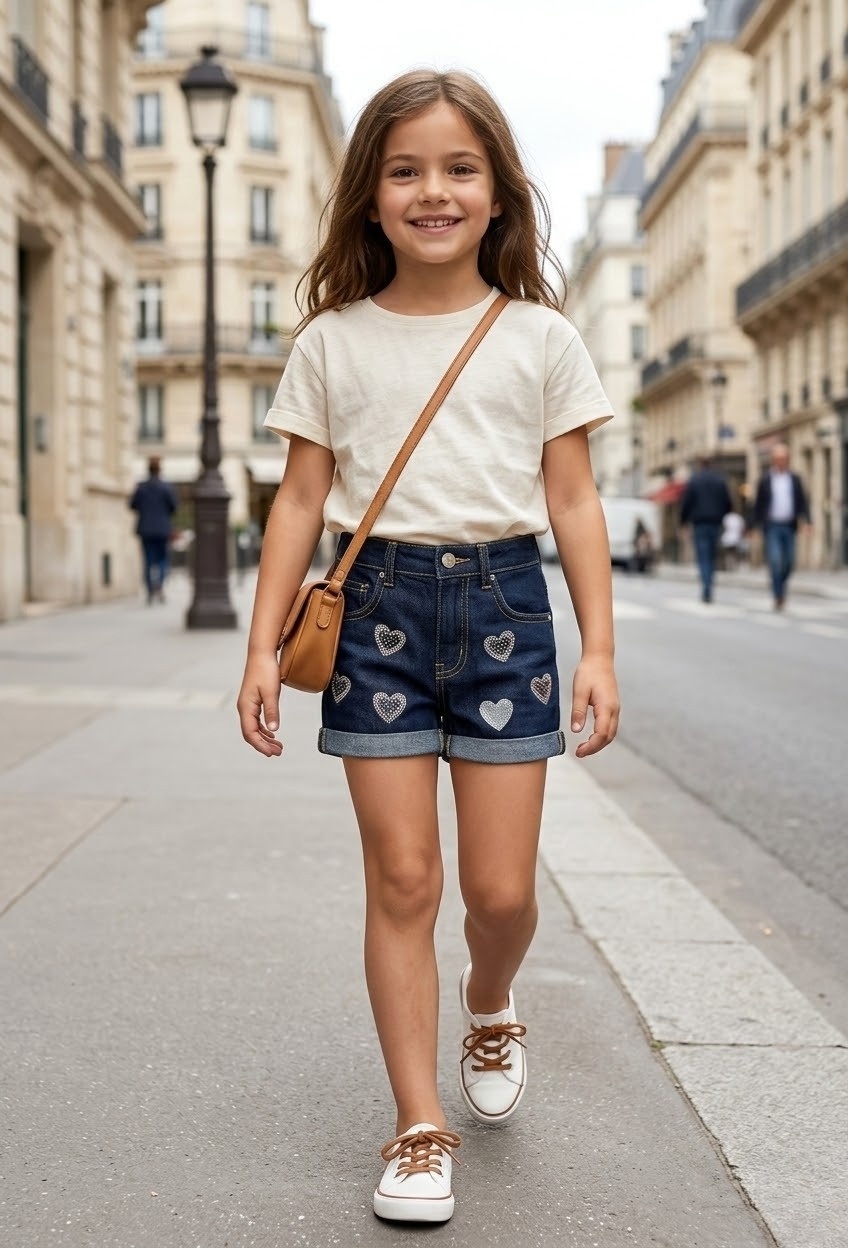 Großhändler Grasstar - Gemusterte Jeansshorts