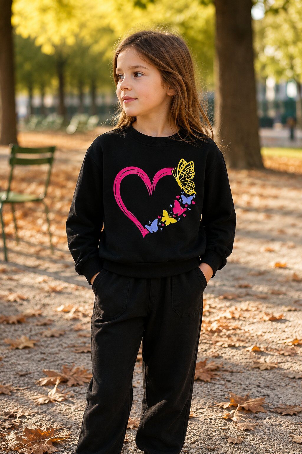 Grossiste Grasstar - Sweat fille à motif cœur et papillons