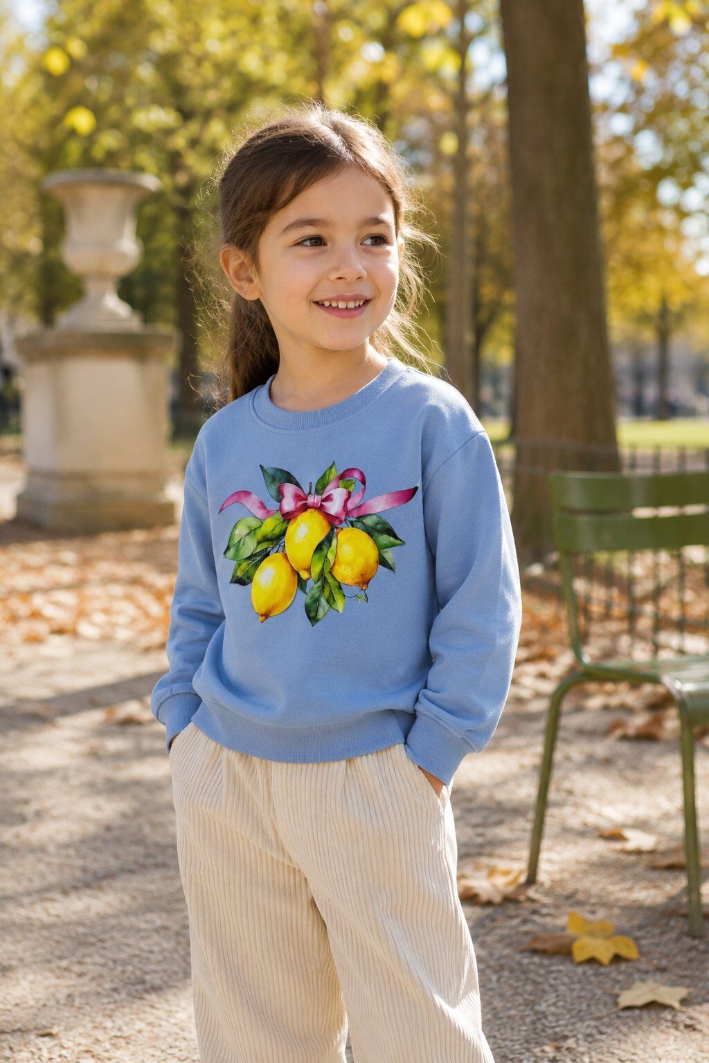 Grossiste Grasstar - Sweat fille 100 coton à imprimé citrons et nœud