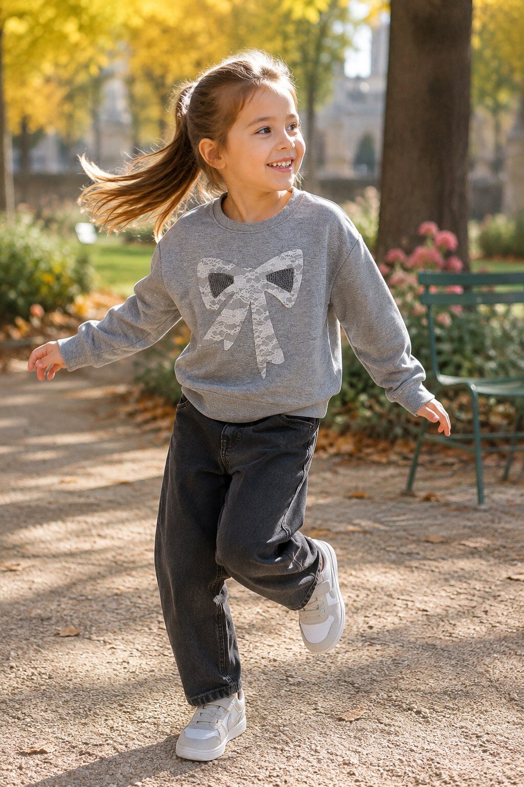 Mayorista Grasstar - Sudadera para niña con gran lazo de encaje