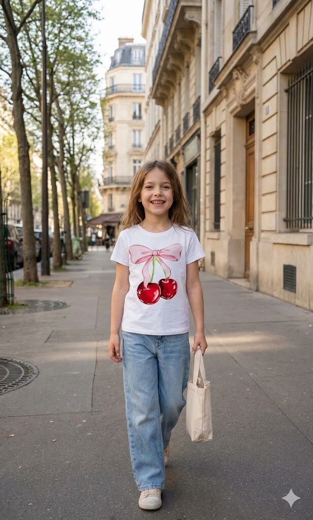 Grossiste Grasstar - T-shirt imprimé cerises et ruban