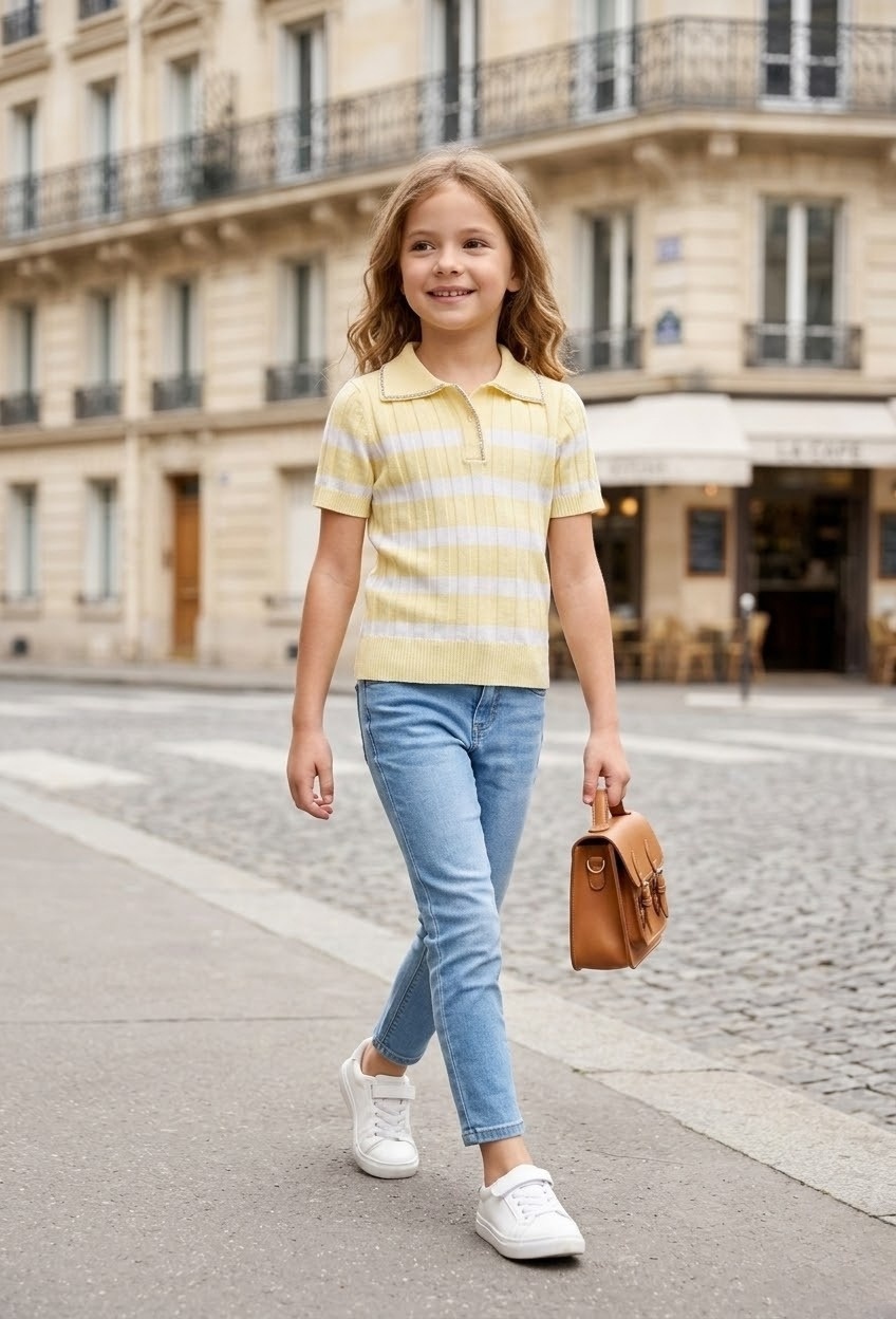Grossiste Grasstar - T-shirt rayé à col polo