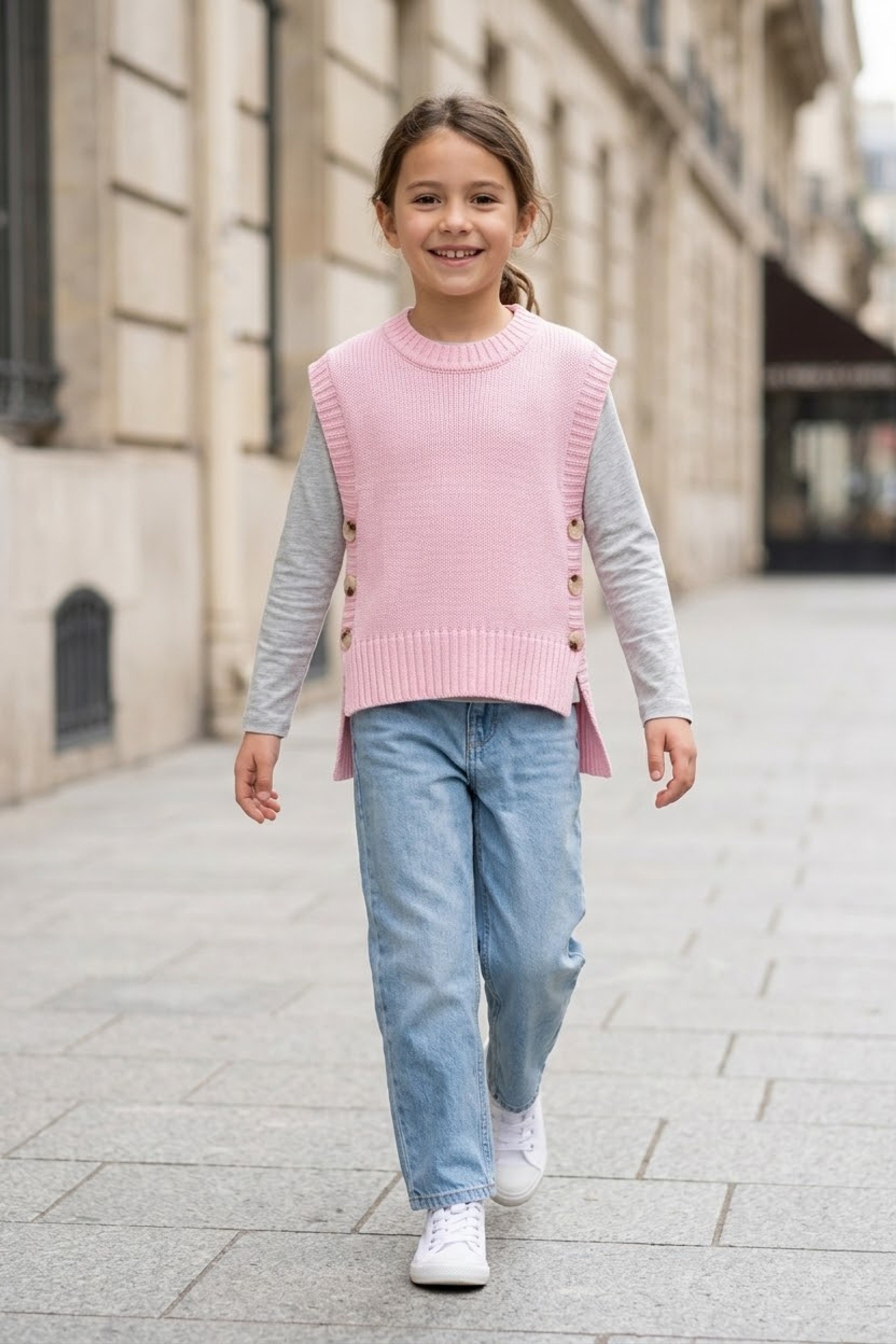 Grossiste Grasstar - Pull sans manches à boutons