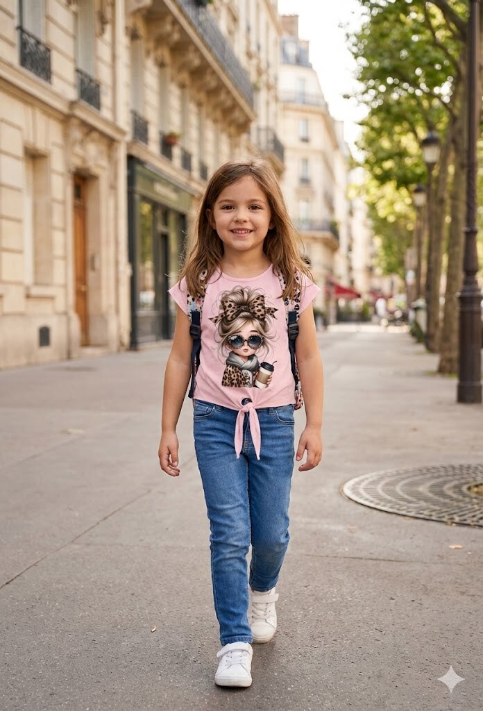 Grossiste Grasstar - T-shirt pour fille Imprimé Chic