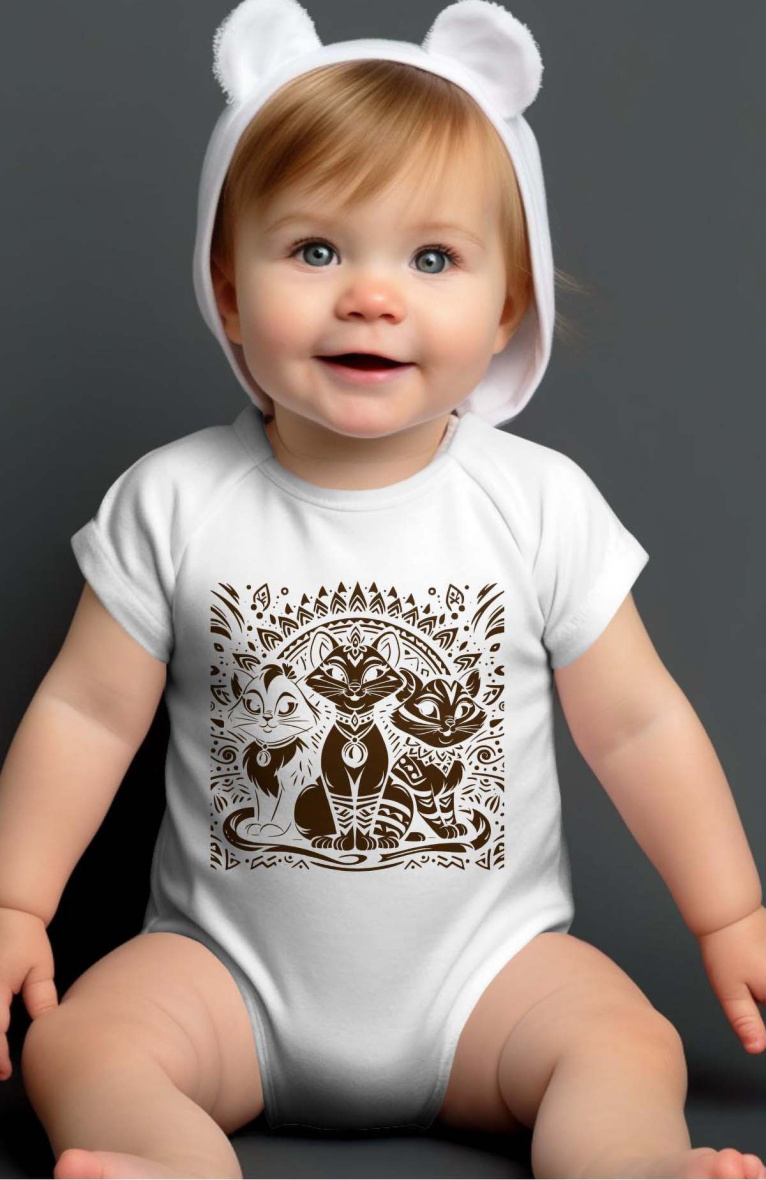 Wholesaler I.A.L.D FRANCE - Baby Girl  Bodysuit - 3 cats tatou