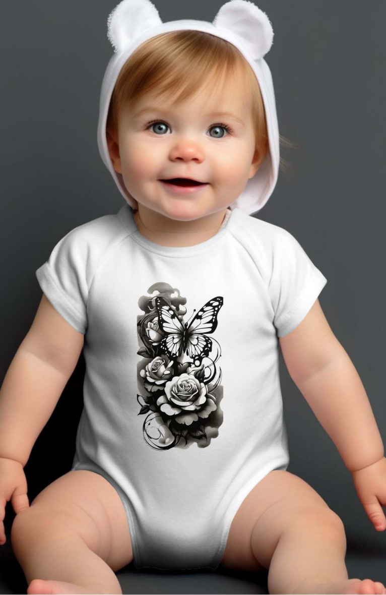 Wholesaler I.A.L.D FRANCE - Baby Girl  Bodysuit - Rose papillon