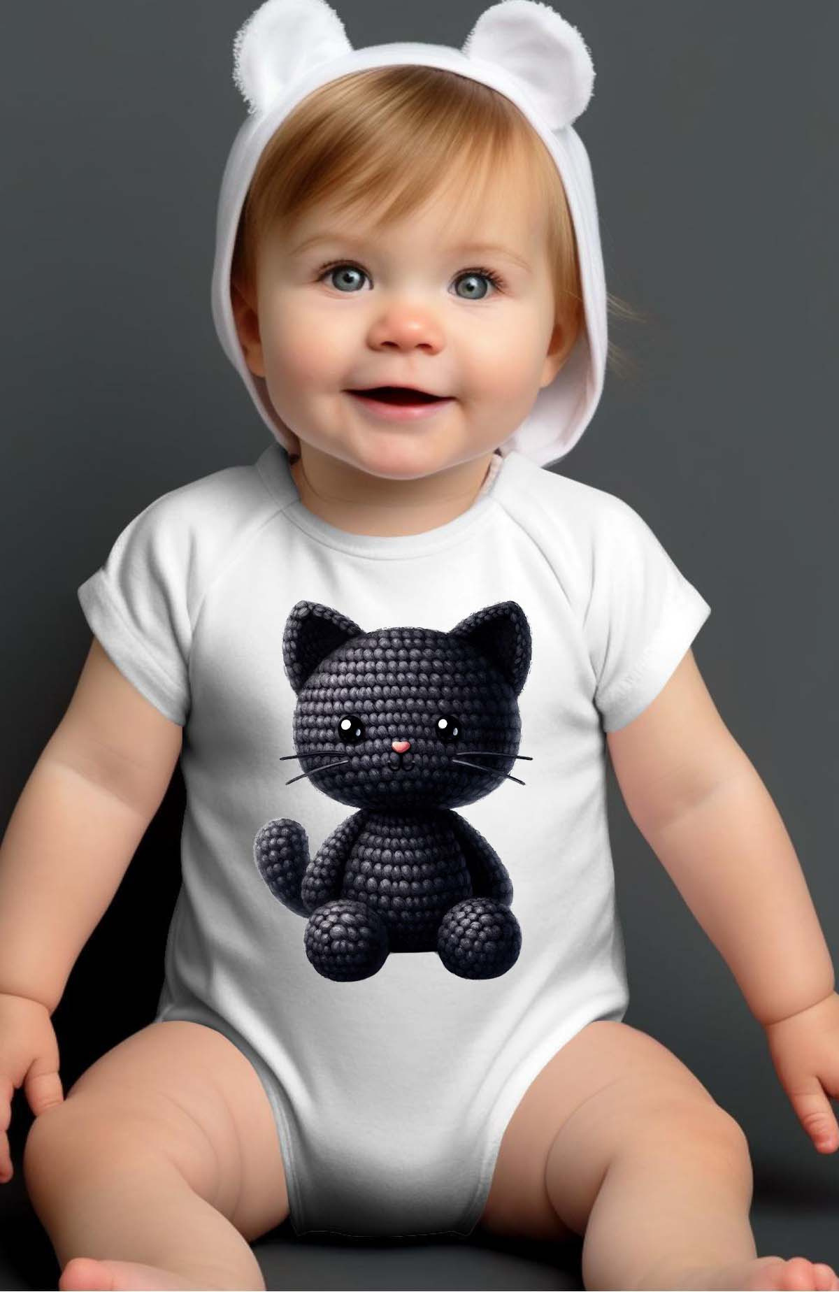 Wholesaler I.A.L.D FRANCE - Crochet Black cat - Baby Girl  Bodysuit