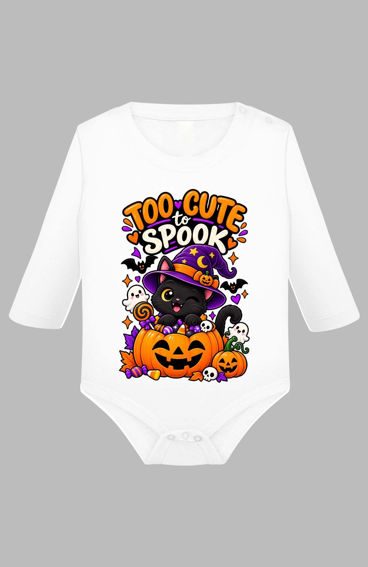 Mayorista I.A.L.D FRANCE - Gato truco halloween - Body de manga larga para bebé niña