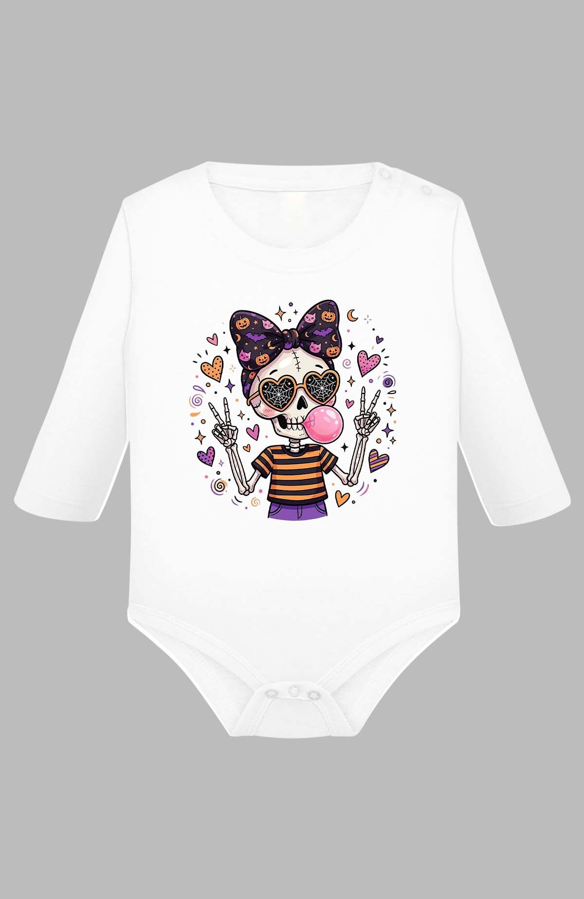Grossiste I.A.L.D FRANCE - Chwing skull halloween - Body Manche longue bébé Fille