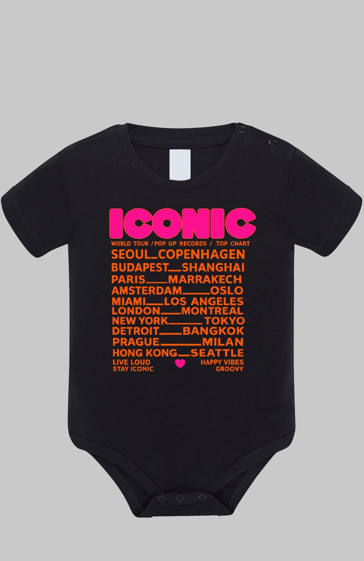 Grossiste I.A.L.D FRANCE - iconic Fluo Orange Dos - Body Bébé Fille
