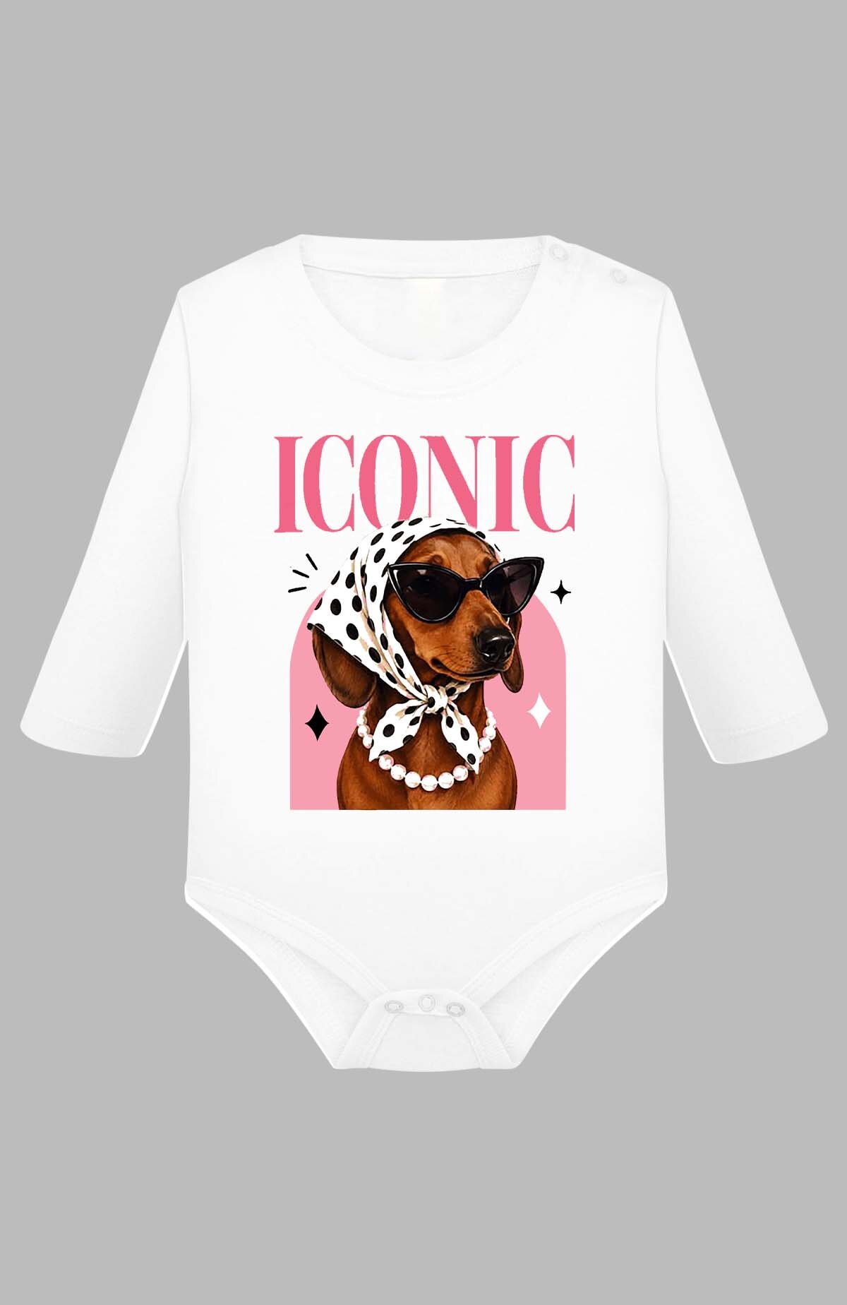 Grossiste I.A.L.D FRANCE - iconic chien wom - Body Manche longue bébé Fille
