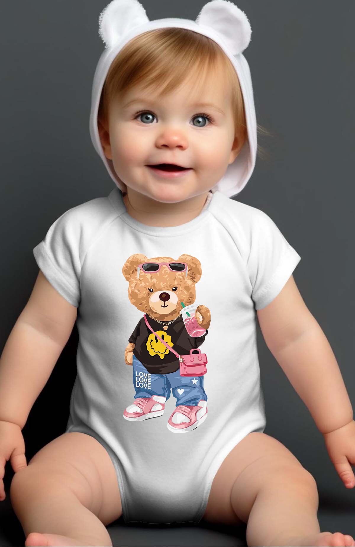 Großhändler I.A.L.D FRANCE - Smiley Bär - Baby Mädchen Body