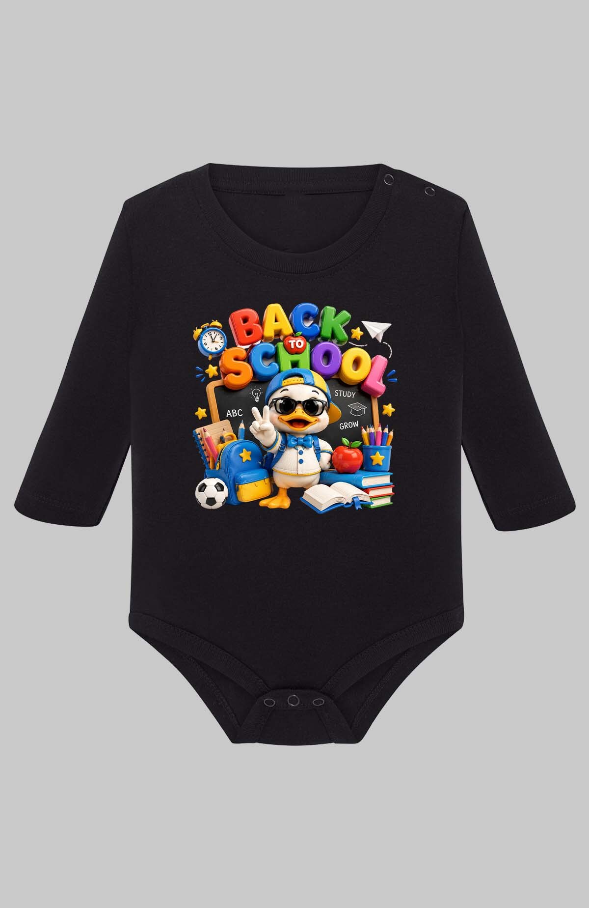 Grossiste I.A.L.D FRANCE - BACK to school duck - Body Manche longue bébé Fille