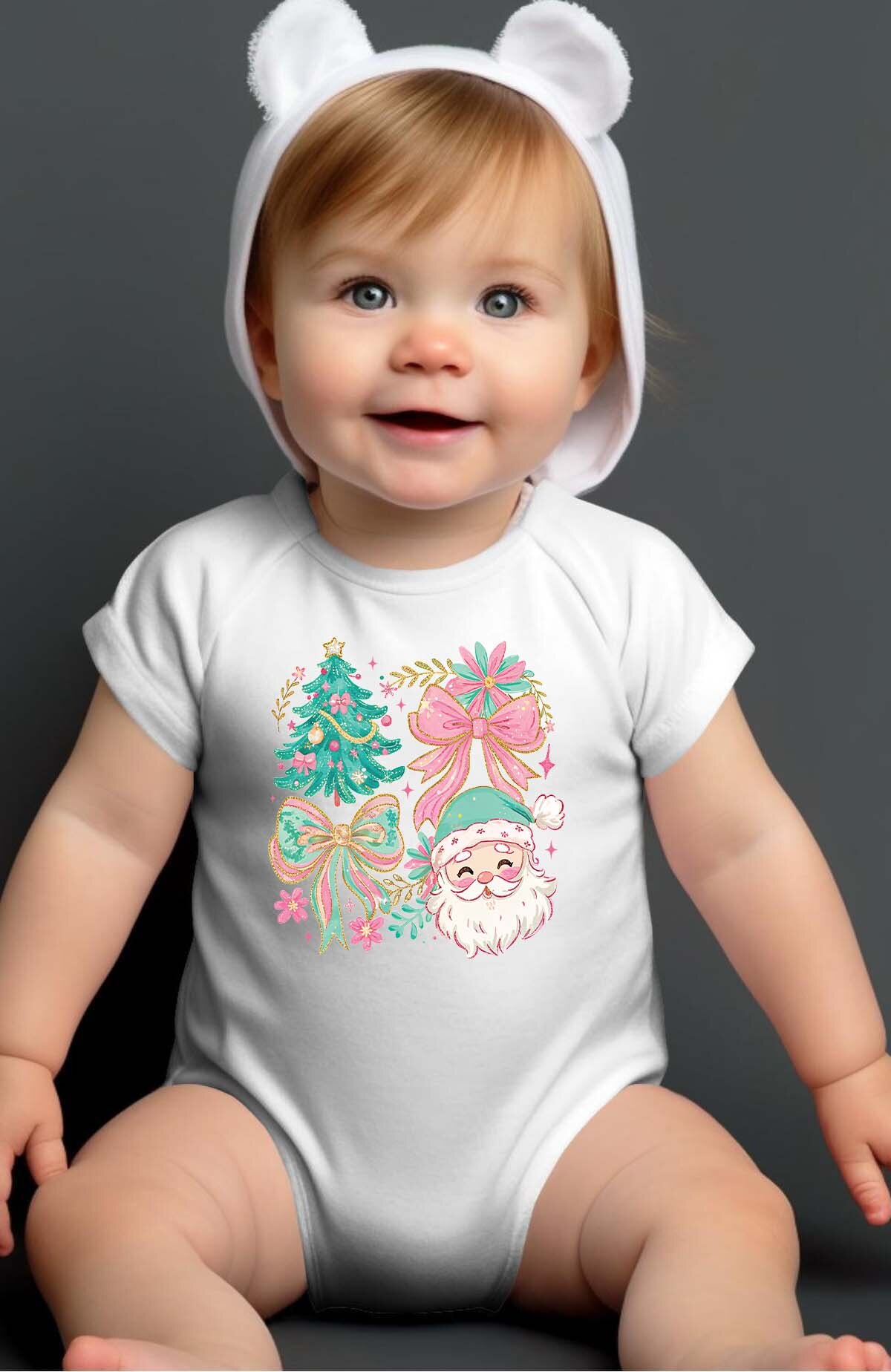 Großhändler I.A.L.D FRANCE - Florales Preppy-Weihnachten - Baby-Mädchen-Body