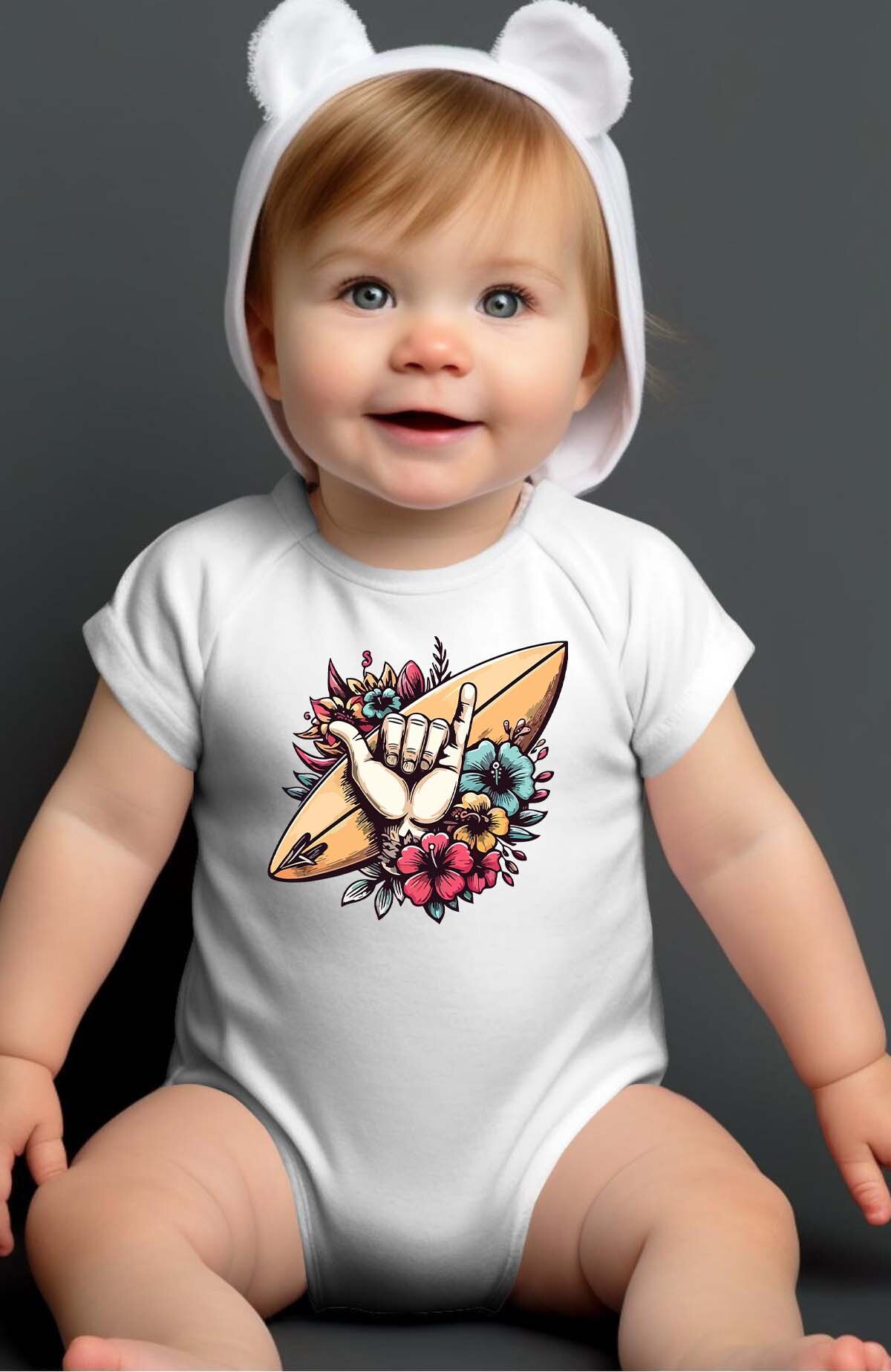 Großhändler I.A.L.D FRANCE - Surf-Hand-Blume - Baby Mädchen Body