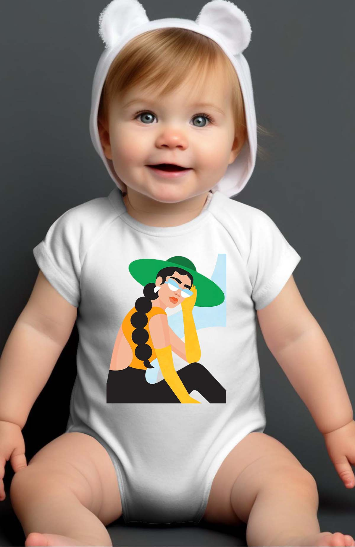 Wholesaler I.A.L.D FRANCE - Chapeau vert retouche - Bodysuit Baby Girl