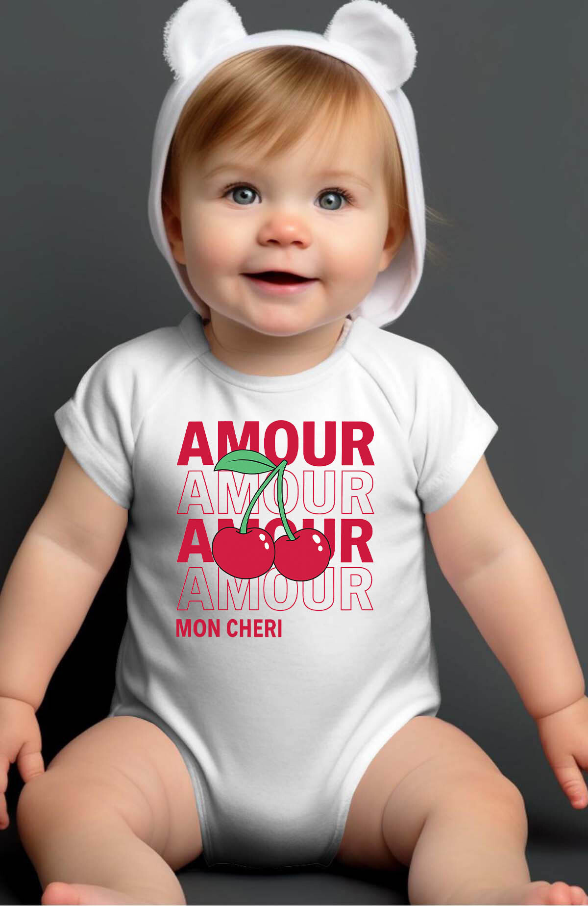 Grossiste I.A.L.D FRANCE - amour cerise - Body Bébé Fille