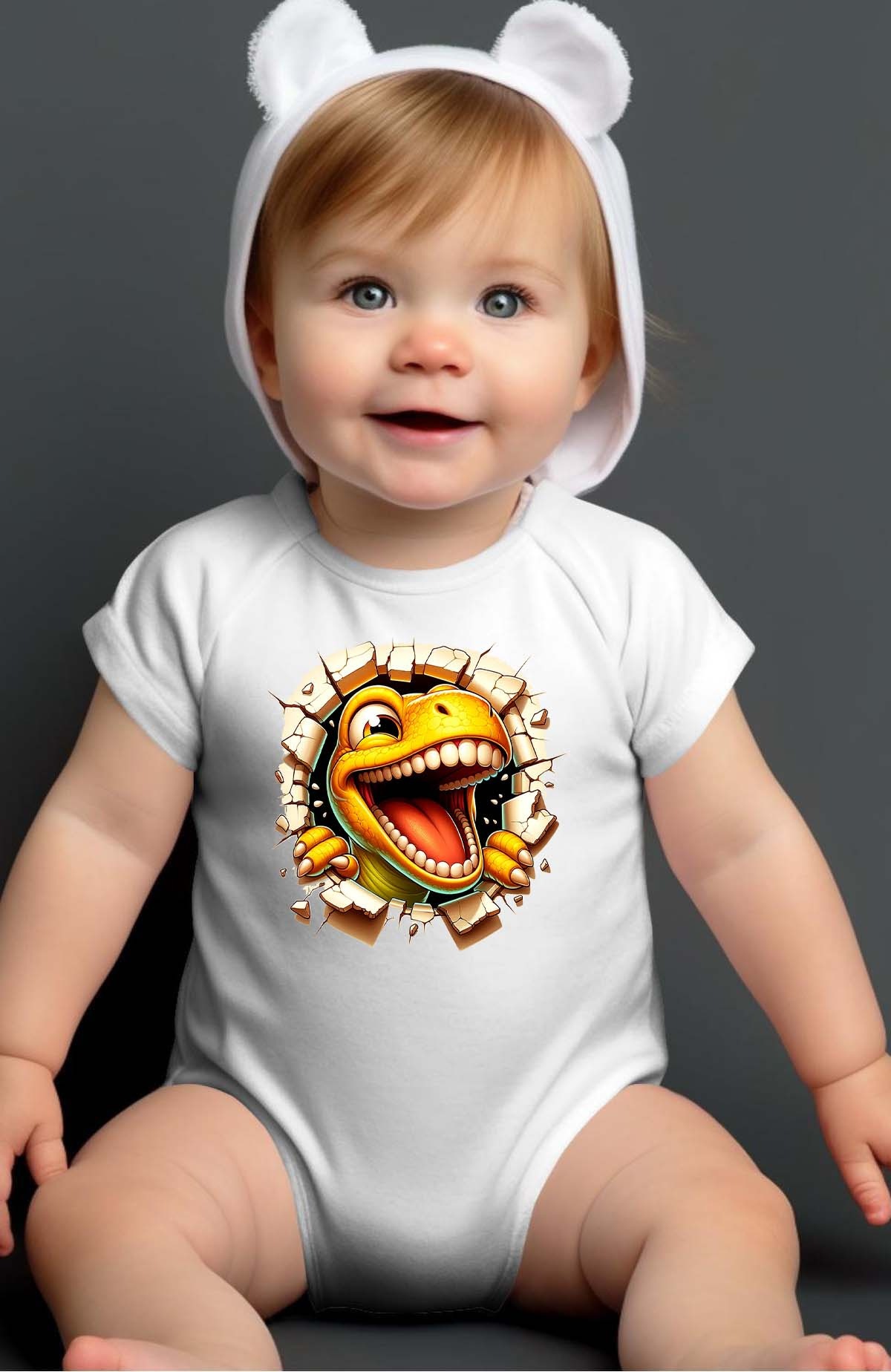 Wholesaler I.A.L.D FRANCE - Dino Jaune - Baby Boy Bodysuit