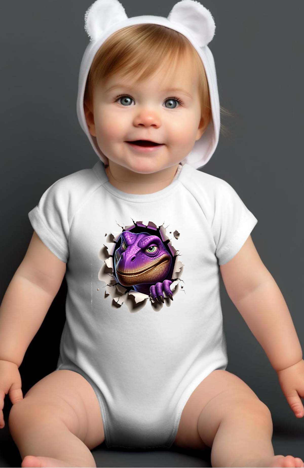 Wholesaler I.A.L.D FRANCE - Dino Violet - Baby Boy Bodysuit
