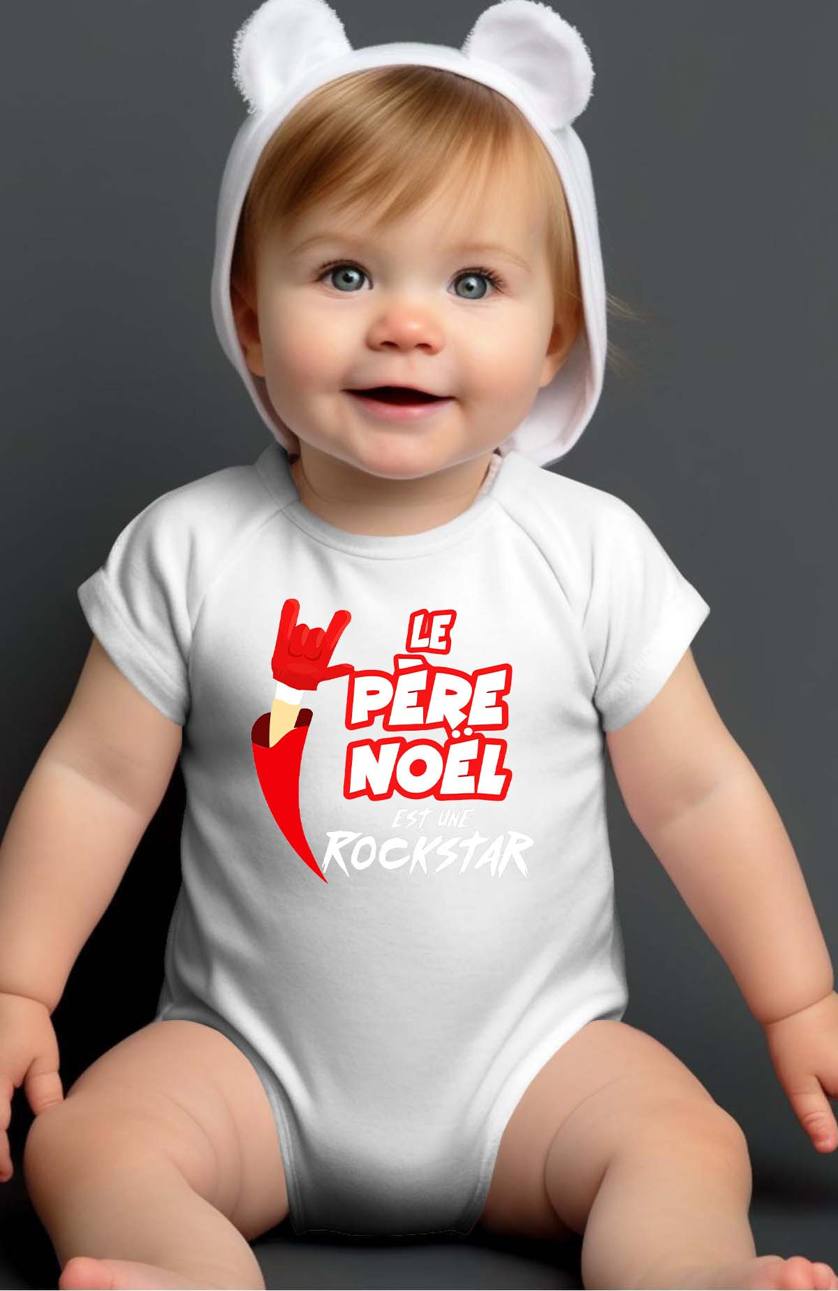 Wholesaler I.A.L.D FRANCE - Pere noel rock star BLANC - Baby Boy Bodysuit