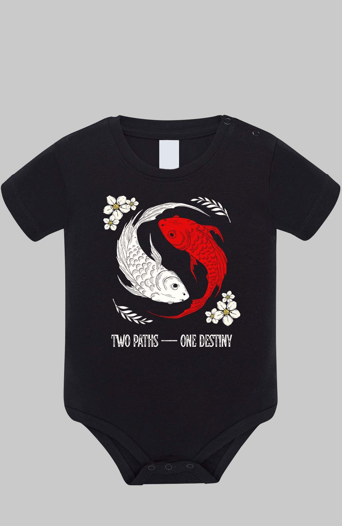Wholesaler I.A.L.D FRANCE - Red and White Creative Illustrated Koi Fish - Baby Bodysuit Boy
