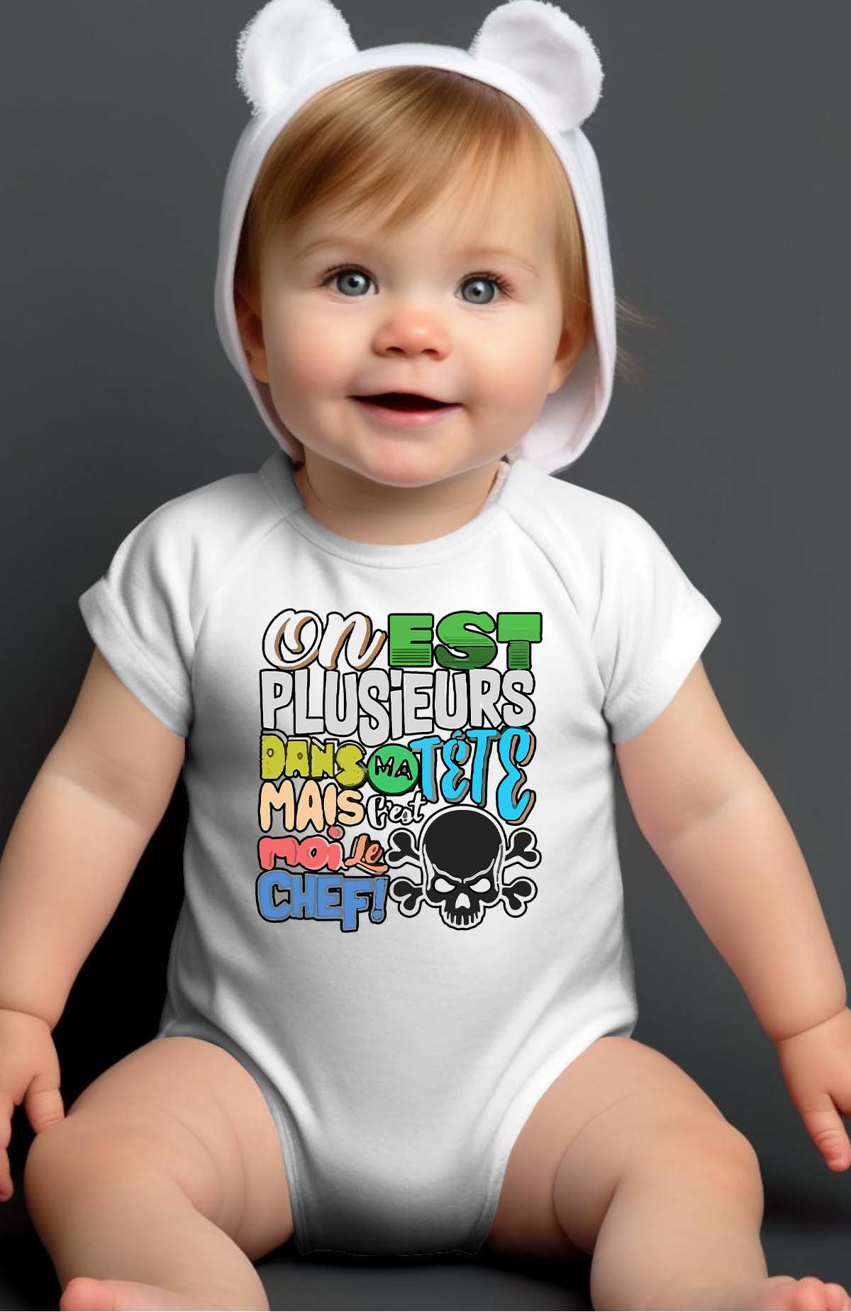 Großhändler I.A.L.D FRANCE - Ma tete farben - Baby-Body für Jungen