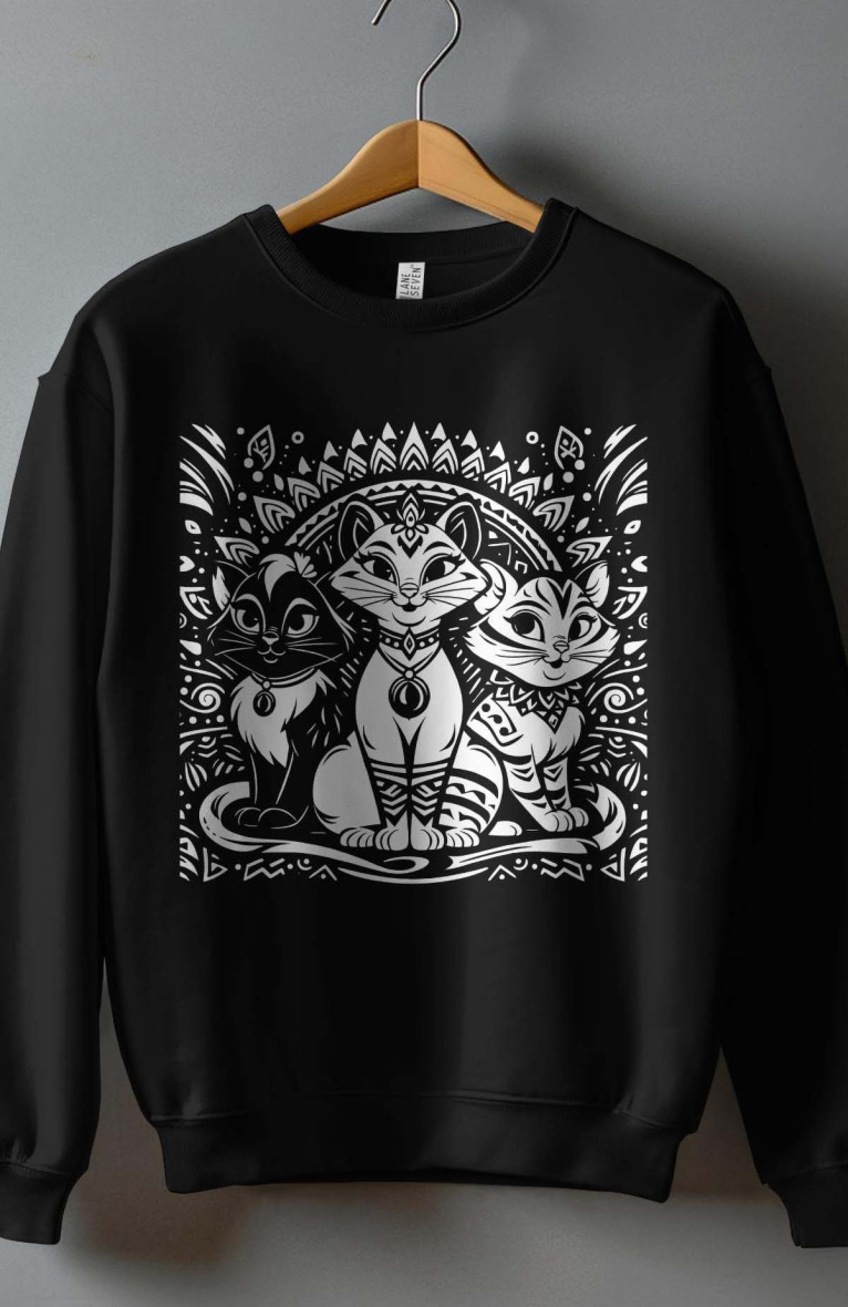 Großhändler I.A.L.D FRANCE - Rundhals-Sweatshirt für Mädchen – 3 Katzen tatou