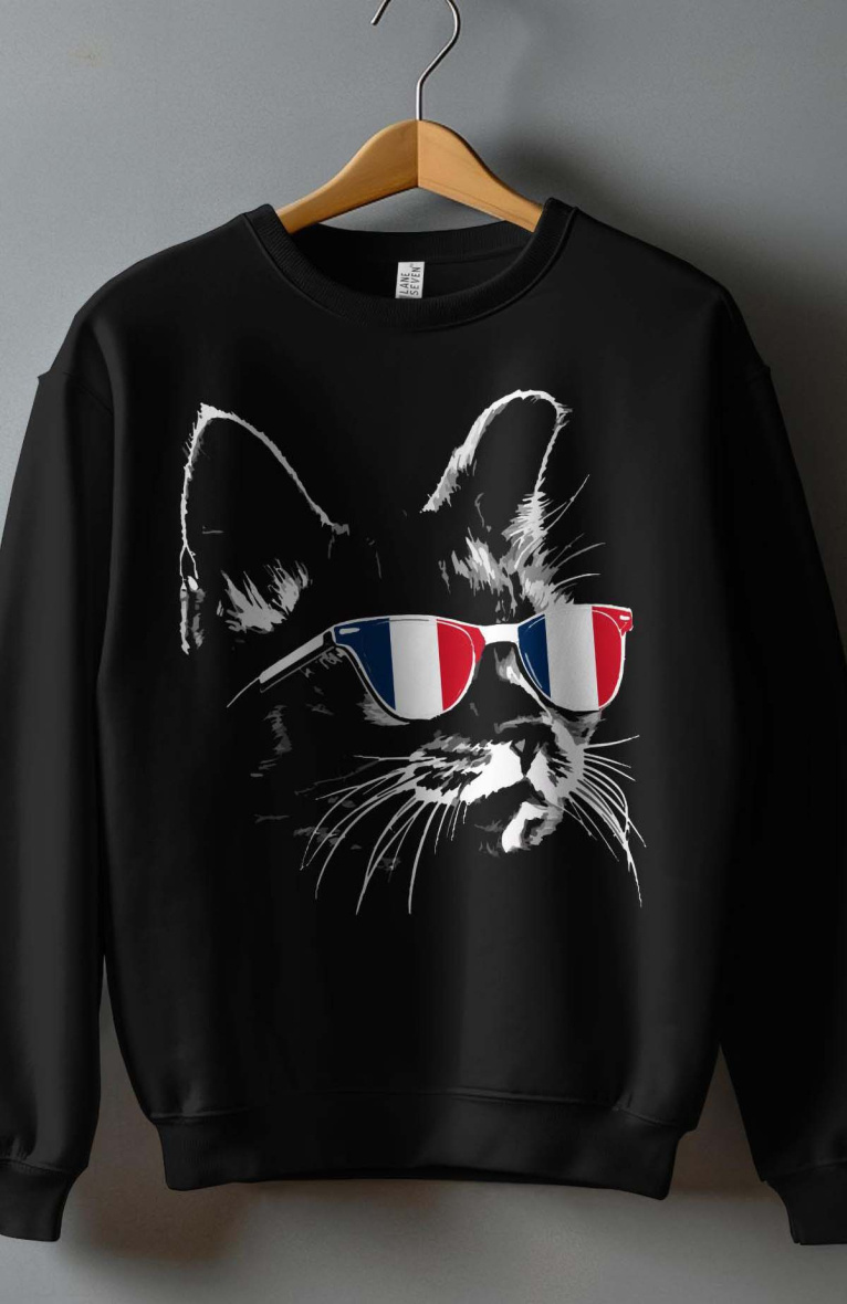 Wholesaler I.A.L.D FRANCE - Girl's Round Neck Sweatshirt - cat Français