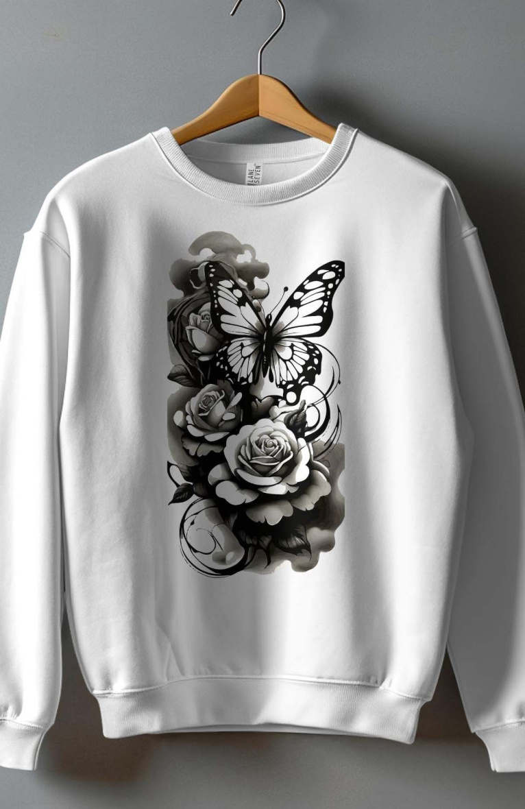 Wholesaler I.A.L.D FRANCE - Girl's Round Neck Sweatshirt - Rose papillon