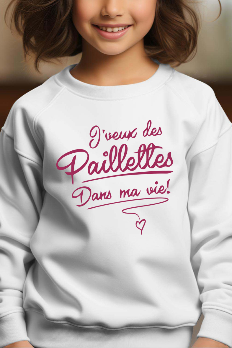 Wholesaler I.A.L.D FRANCE - Paillettes vie - Girl's Round Neck Sweatshirt