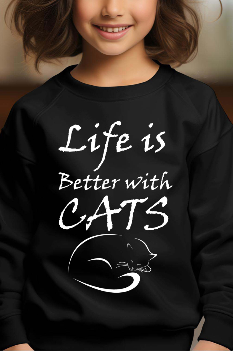 Wholesaler I.A.L.D FRANCE - Life cats - Girl's Round Neck Sweatshirt
