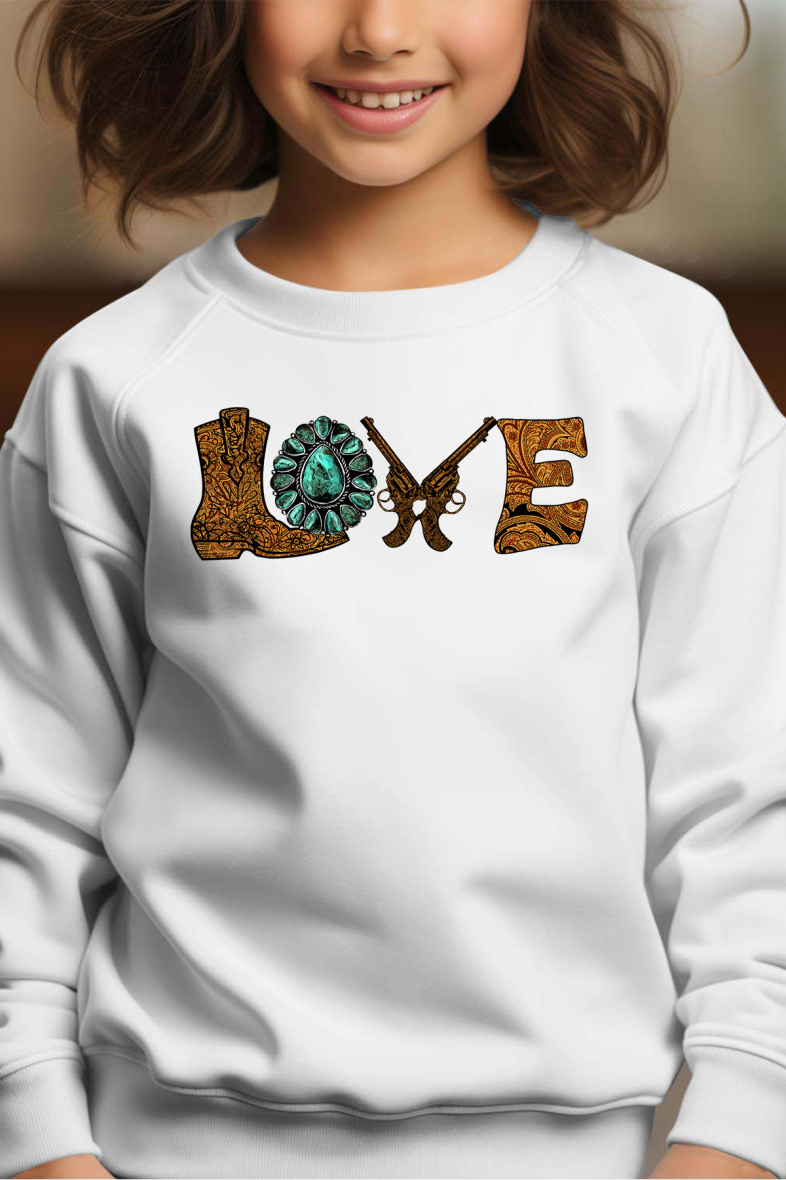 Wholesaler I.A.L.D FRANCE - LOVE WESTERN - Girl's Round Neck Sweatshirt