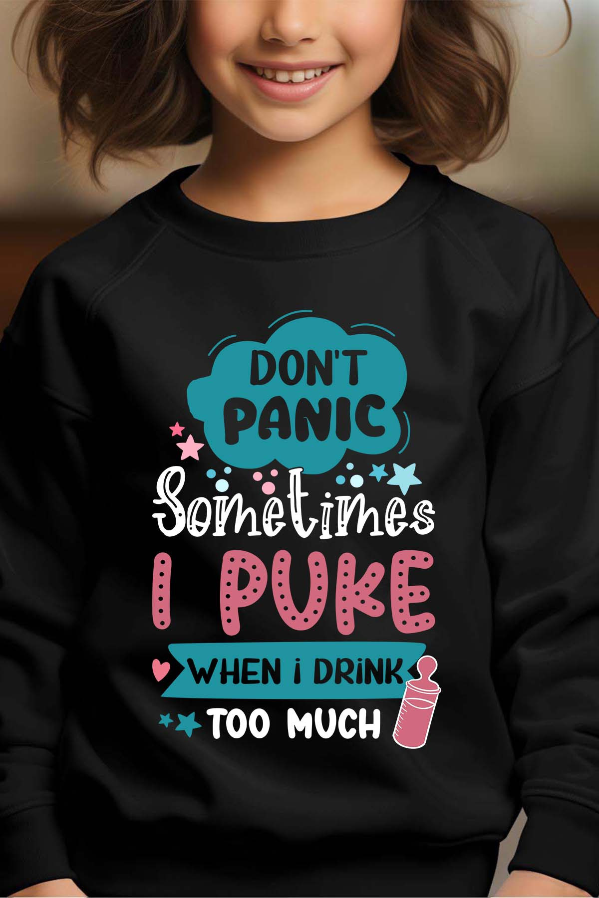 Wholesaler I.A.L.D FRANCE - Drink too much - Sweat Col Rond Fille