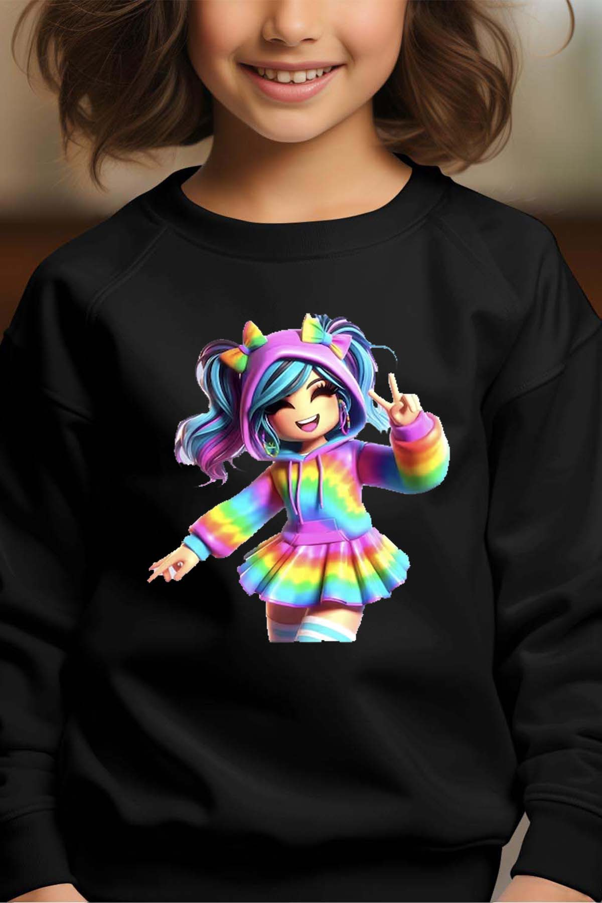 Wholesaler I.A.L.D FRANCE - Rob arc en ciel - Sweat Col Rond Fille