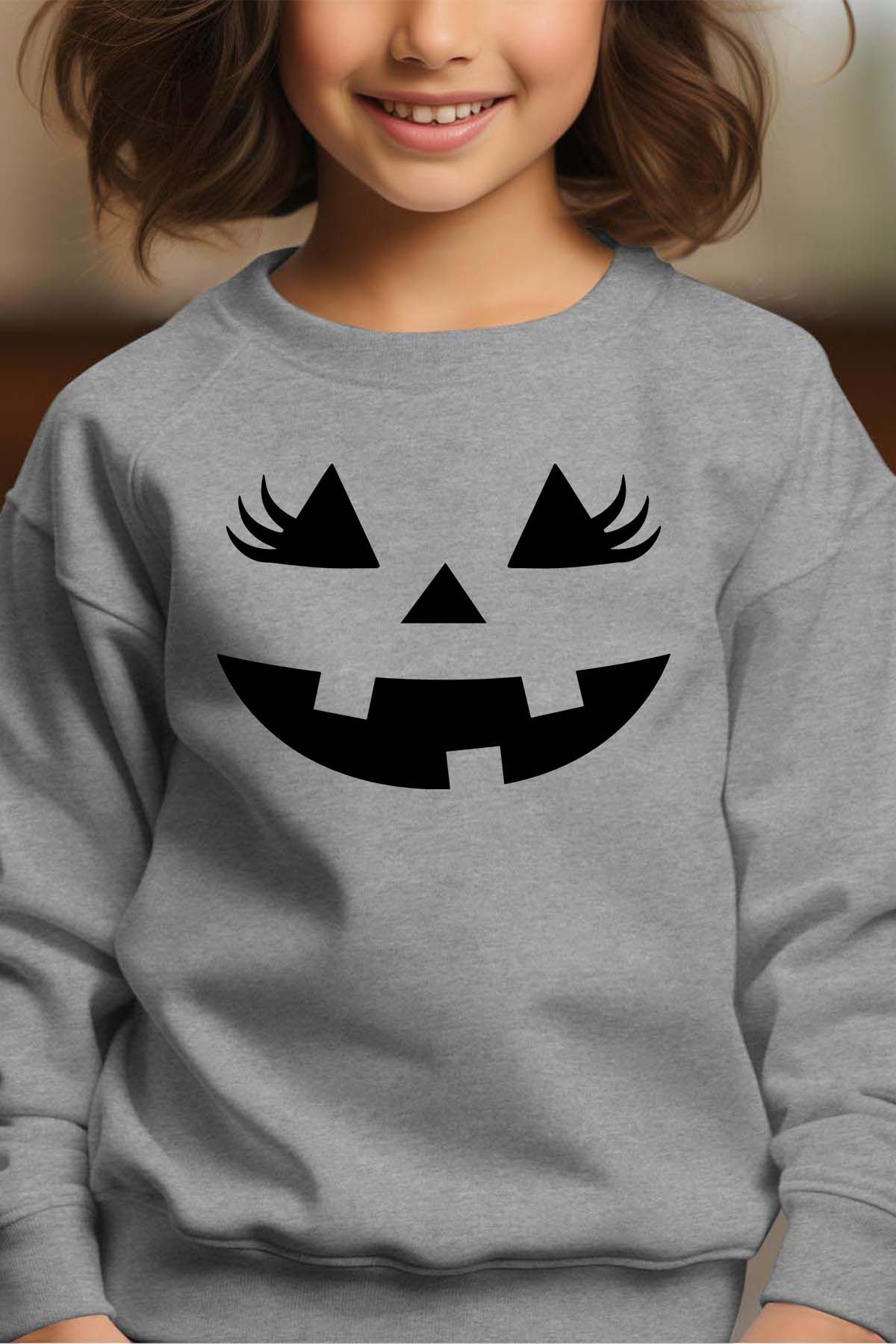 Grossista I.A.L.D FRANCE - Felpa girocollo per ragazze con faccia di zucca