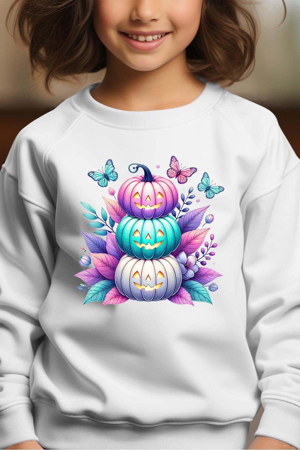 Grossiste I.A.L.D FRANCE - Pumpkin MultiColor - Sweat Col Rond Fille
