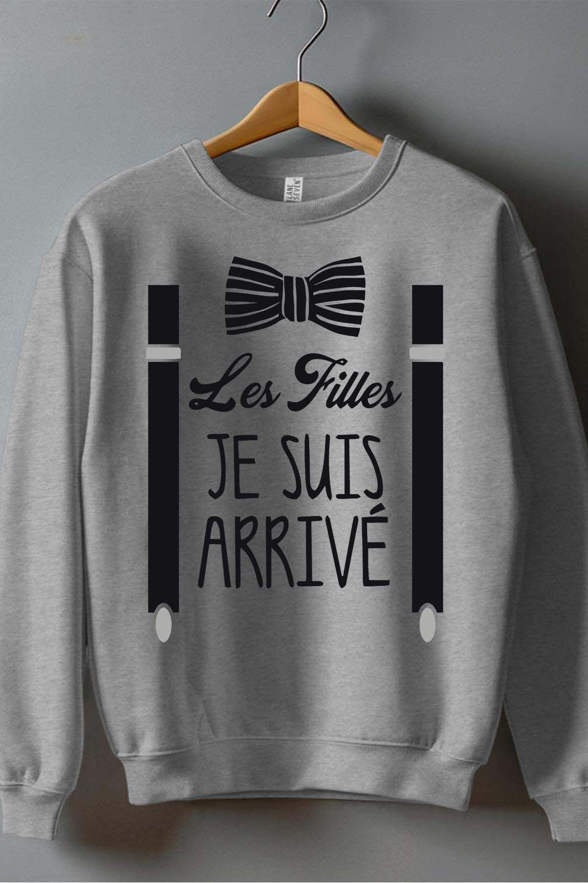 Grossiste I.A.L.D FRANCE - Les filles je suis arrivé - Sweat Col Rond Garçon