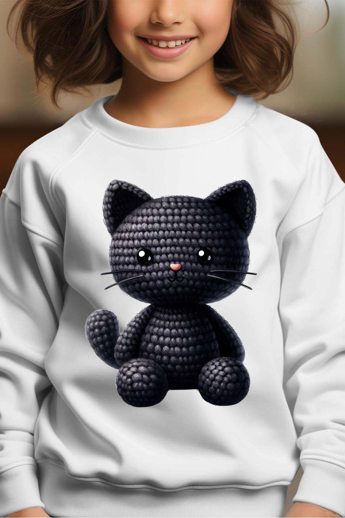 Grossiste I.A.L.D FRANCE - Crochet Black cat - Sweat Col Rond Fille