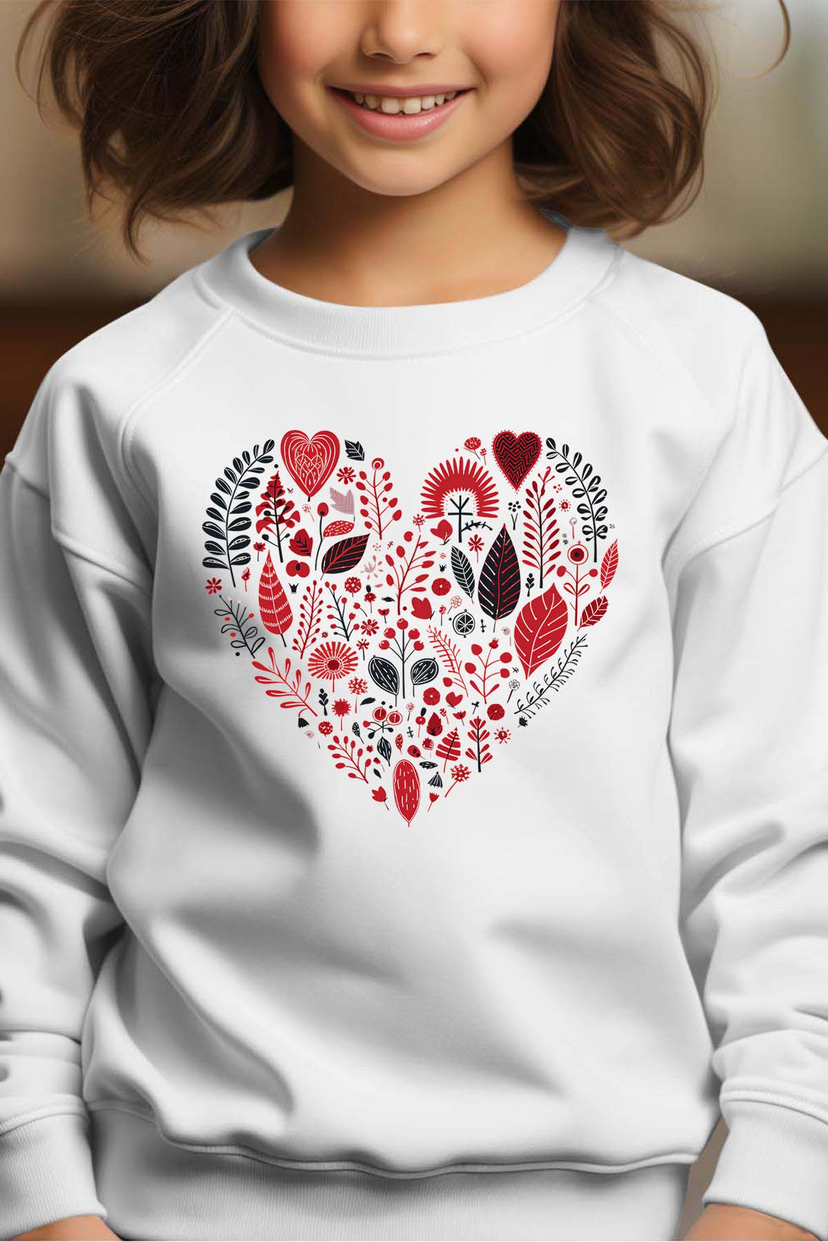 Wholesaler I.A.L.D FRANCE - Coeur feuille - Girl's Round Neck Sweatshirt
