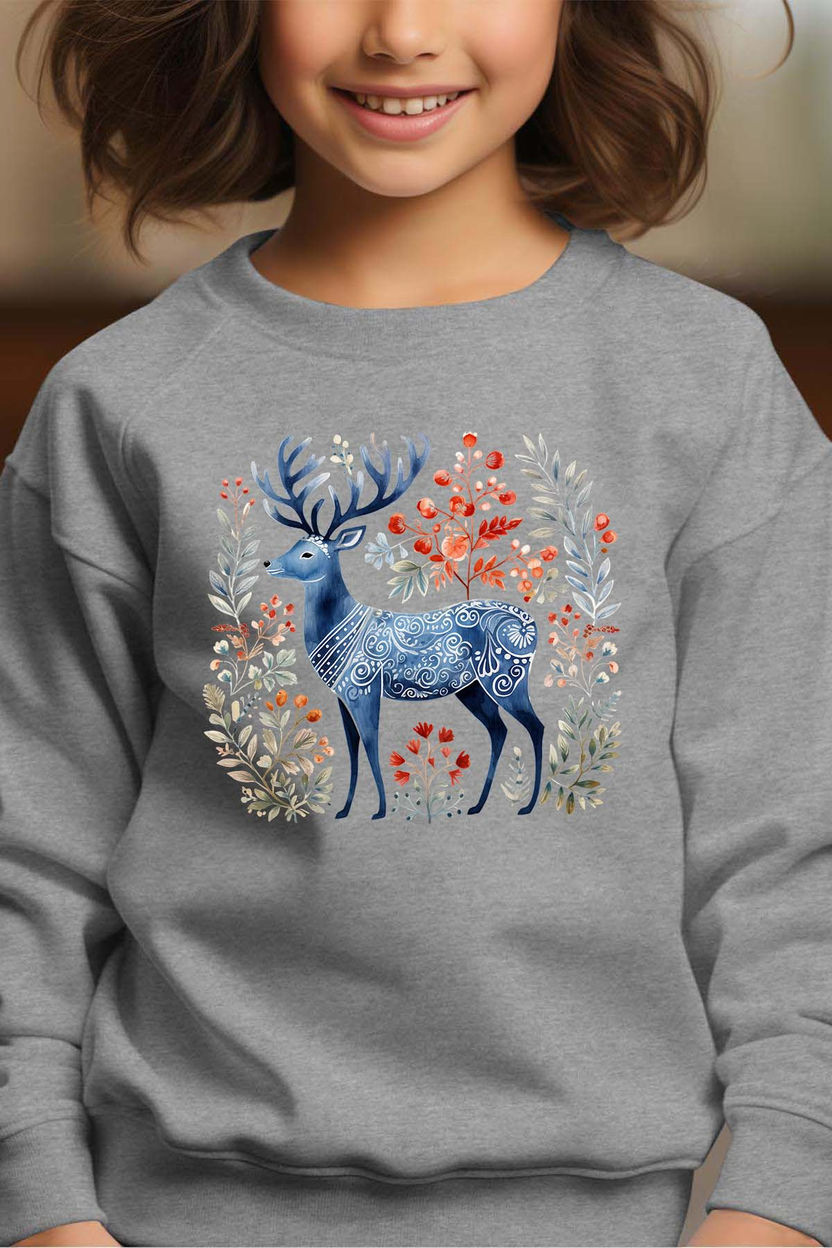 Wholesaler I.A.L.D FRANCE - Nordic cerf - Girl's Round Neck Sweatshirt