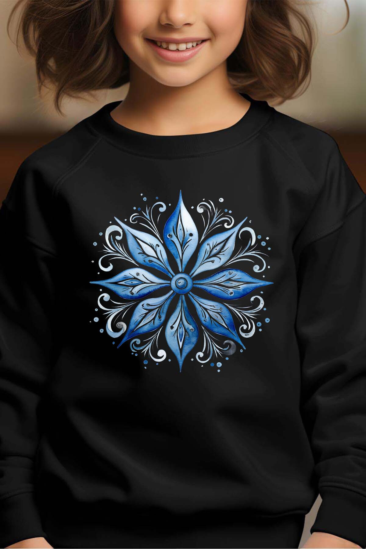Grossista I.A.L.D FRANCE - Fiore scandinavo - Felpa girocollo per ragazze