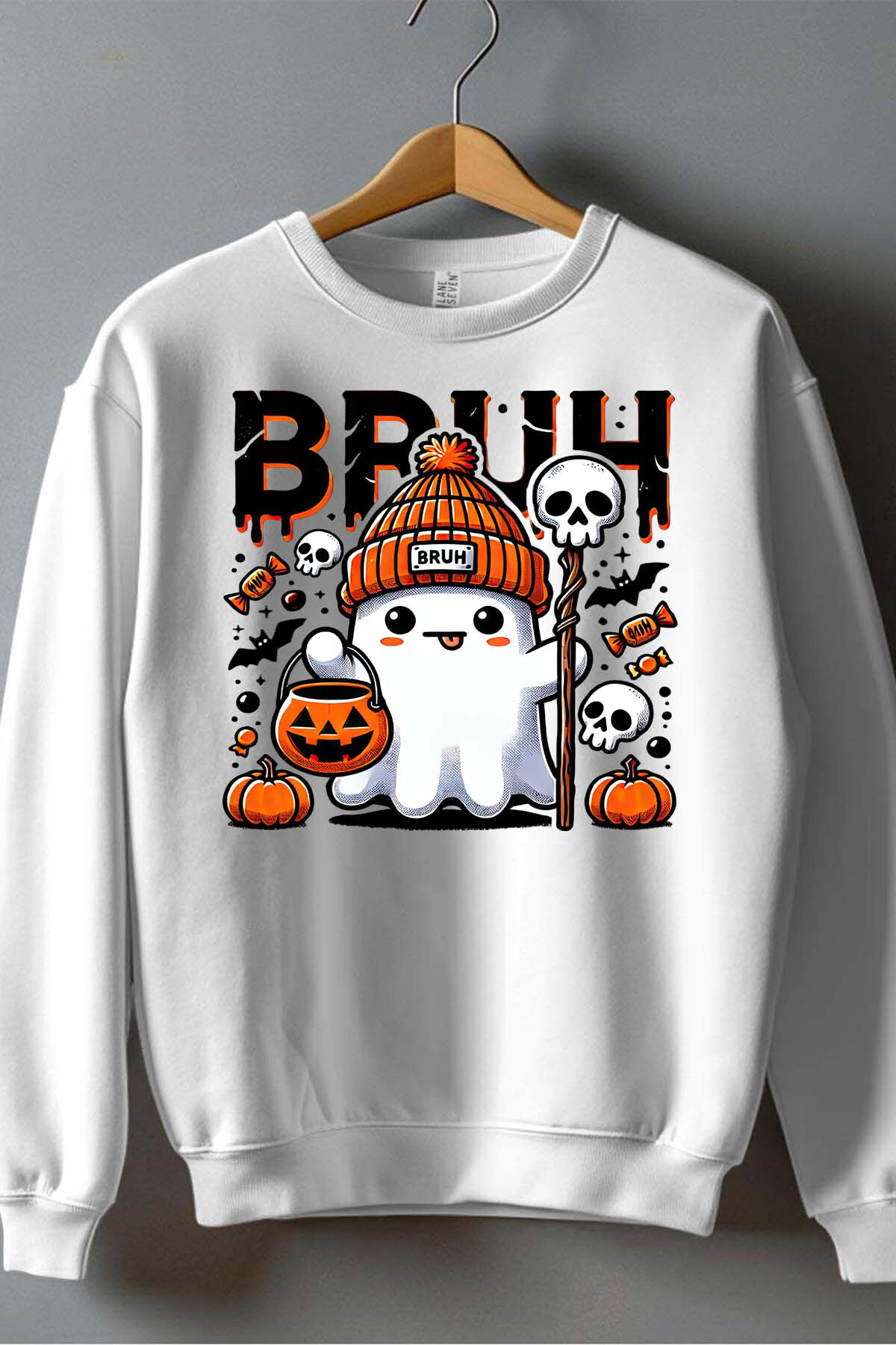 Grossista I.A.L.D FRANCE - Felpa girocollo per ragazzi Bruh Halloween