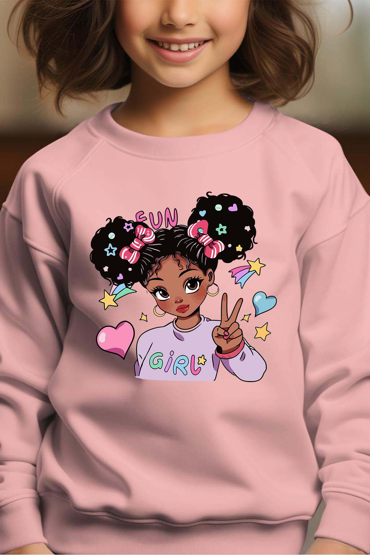 Großhändler I.A.L.D FRANCE - Ebony Fun Girl – Rundhals-Sweatshirt für Mädchen