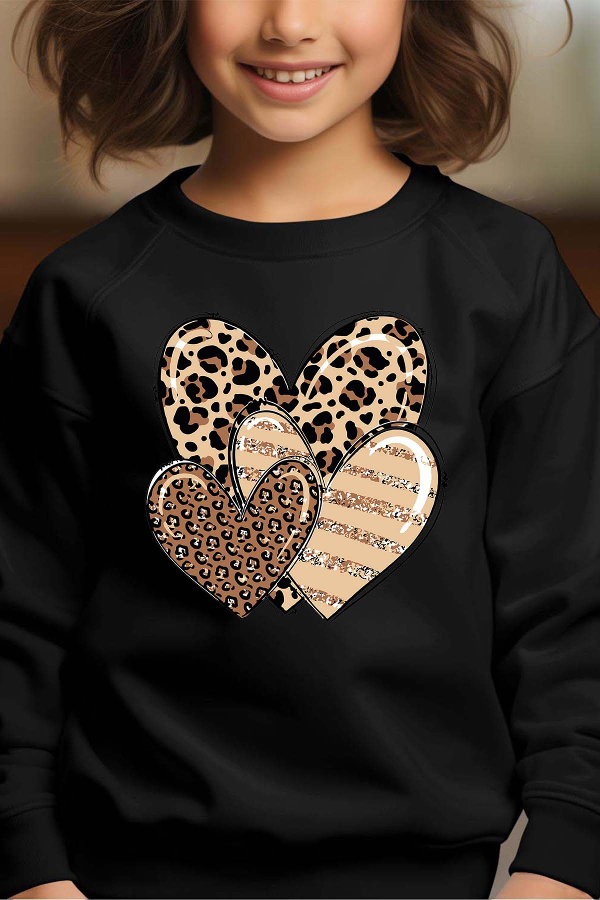 Großhändler I.A.L.D FRANCE - Drei Herzen Löwe – Rundhals-Sweatshirt für Mädchen