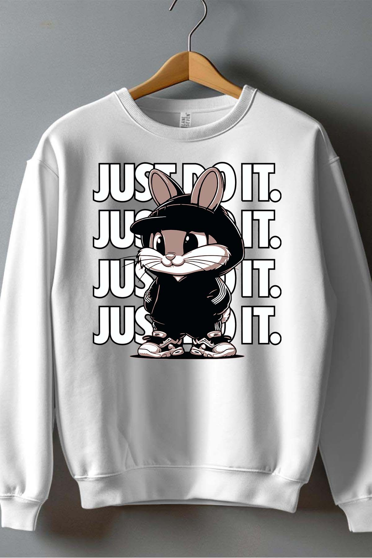 Grossiste I.A.L.D FRANCE - Bunny just do it - Sweat Col Rond Garçon - Blanc