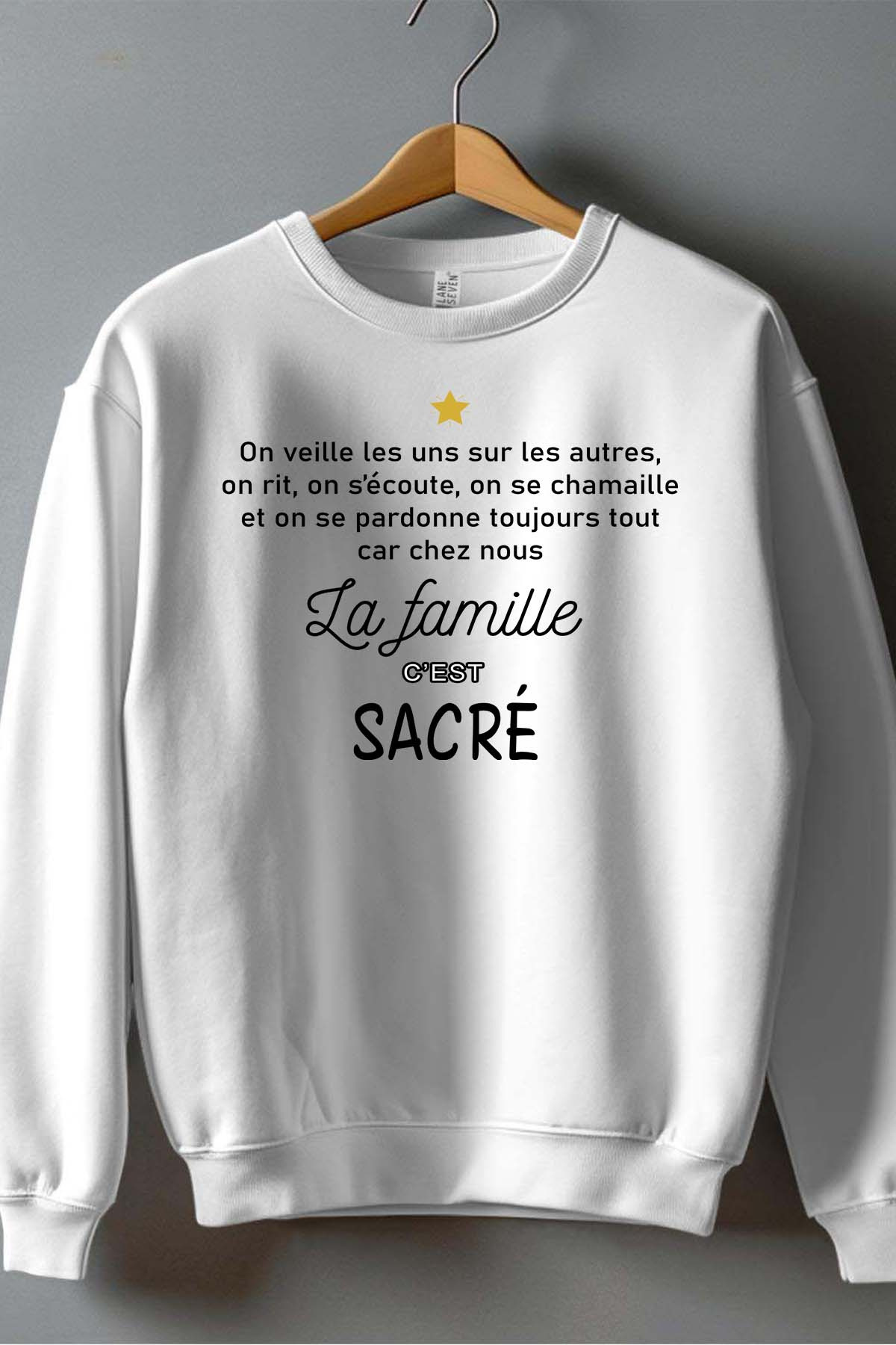 Grossiste I.A.L.D FRANCE - Famille sacré - Sweat Col Rond Garçon - Blanc